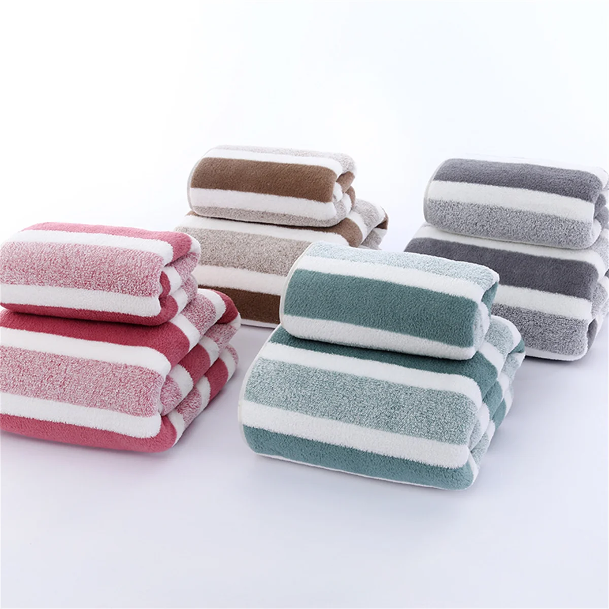 Schnelltrocknendes Gestreiftes Handtuch Set – Weiche & Saugfähige Bade- und Handtücher für Alltag & Badezimmer Kaufschwan®