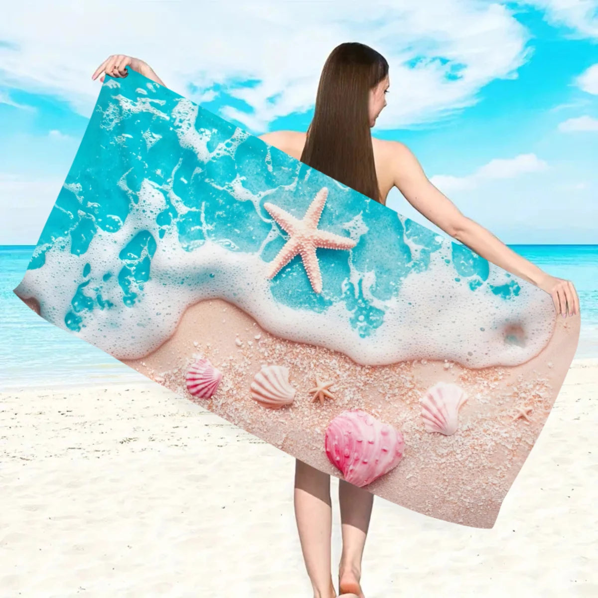 Strandtuch mit Ozean-Motiv – Schnell Trocknendes Mikrofaser Handtuch | Multifunktionales Handtuch für Sport, Schwimmen & Fitness