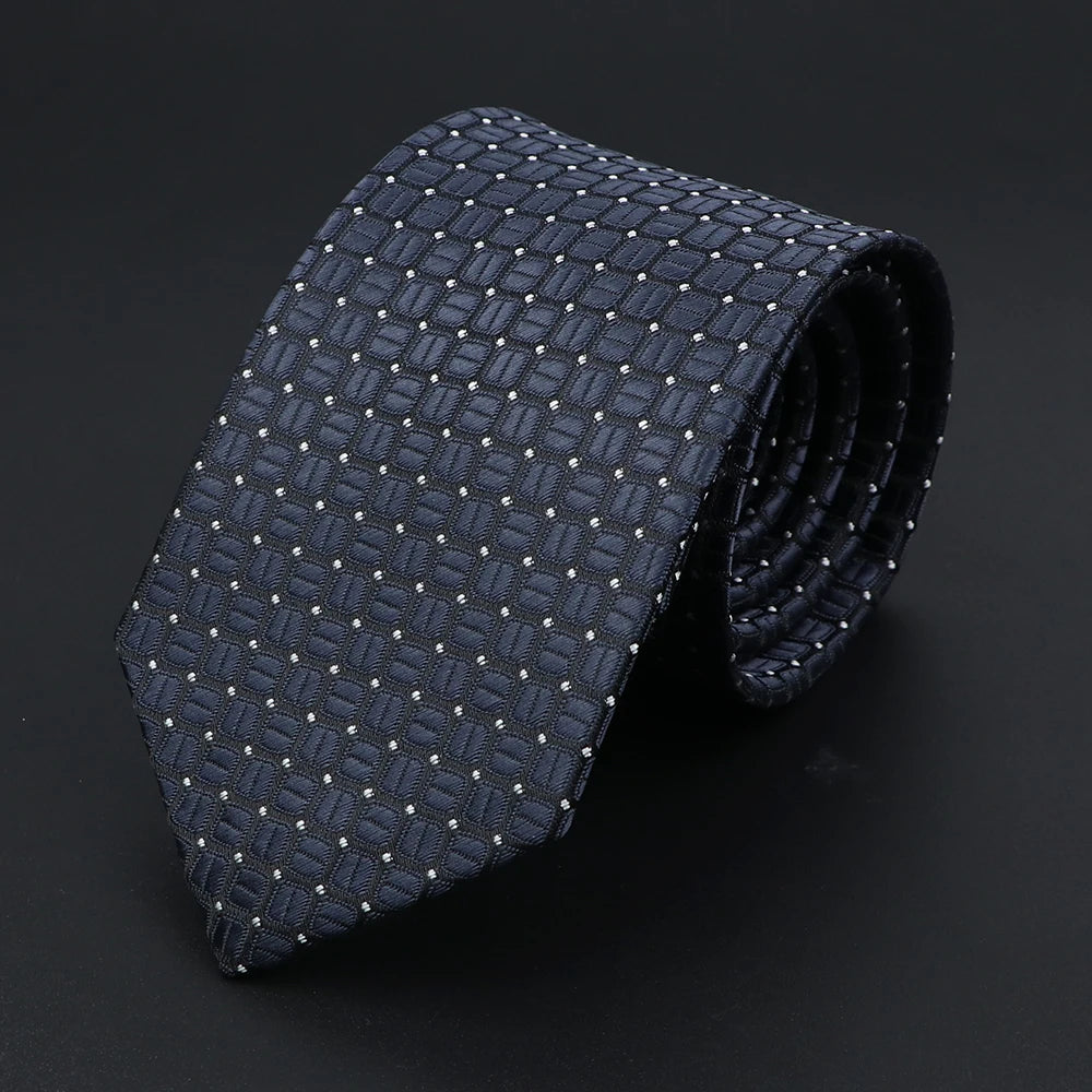 Herren Jacquard-Krawatte mit Punkten & Streifen – Klassische Polyester-Krawatte | Weiche Cravate in Blau, Schwarz, Rot & Rosa für Business & Alltag