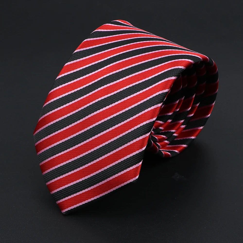 Herren Jacquard-Krawatte mit Punkten & Streifen – Klassische Polyester-Krawatte | Weiche Cravate in Blau, Schwarz, Rot & Rosa für Business & Alltag Kaufschwan® Rot mit blauem Muster