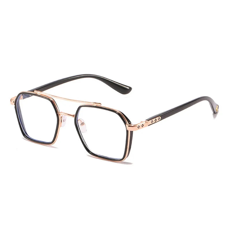 NEW Double Bridge Square Anti-blue Light Glasses Women Men Vintage Transparent Computer Glasses Oversize Frame Eyeglasses Kaufschwan® Schwarzes Gold