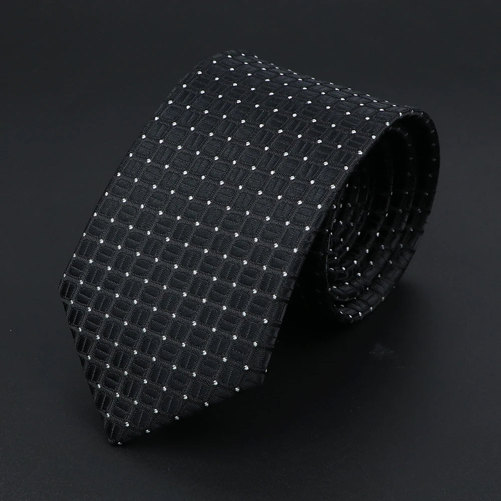 Herren Jacquard-Krawatte mit Punkten & Streifen – Klassische Polyester-Krawatte | Weiche Cravate in Blau, Schwarz, Rot & Rosa für Business & Alltag
