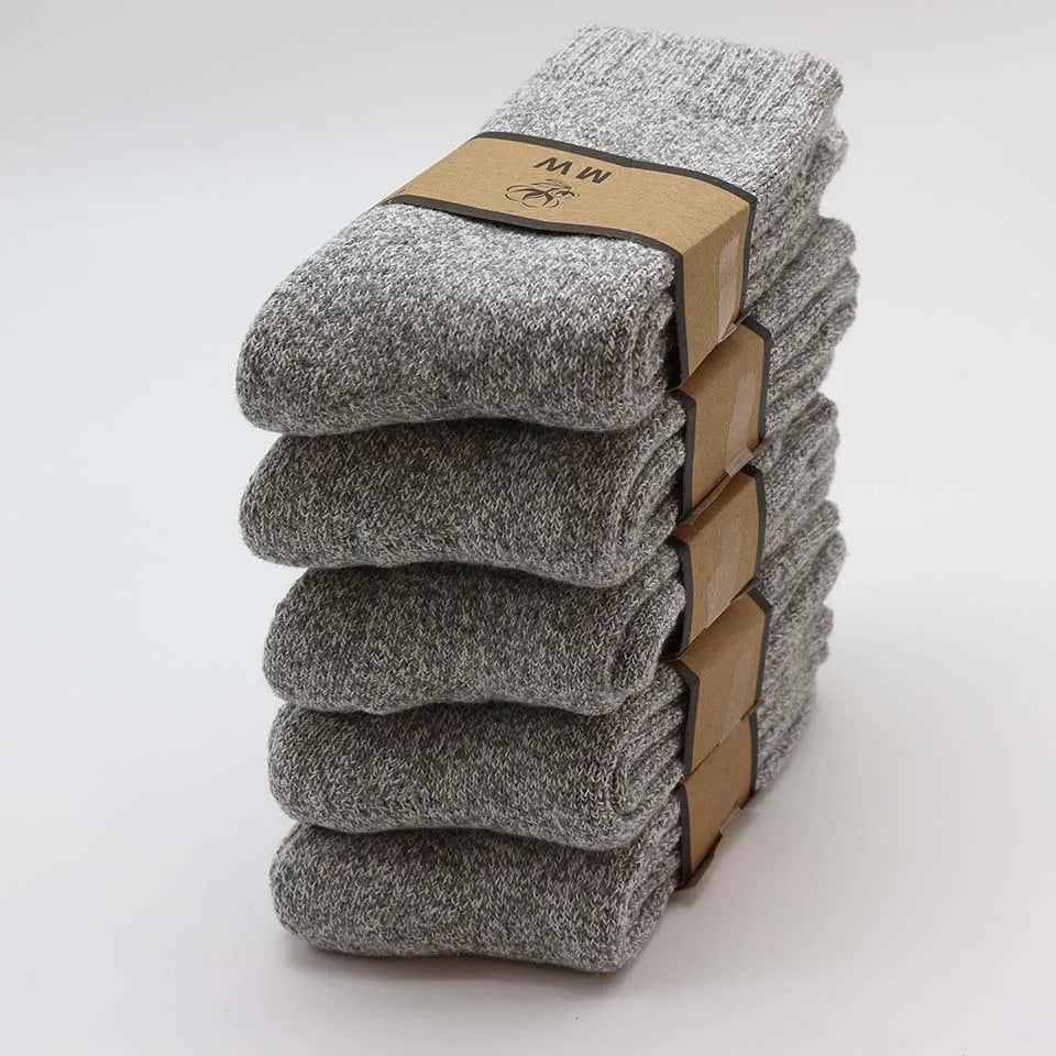 5 Paare Herren Merinowoll-Wintersocken | Extra Dicke Warme Harajuku Retro Schneesocken | Hochwertige Antifrost-Socken Kaufschwan®