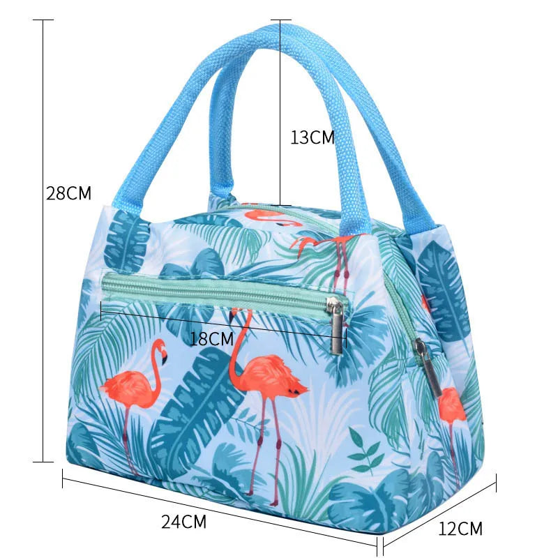 Flamingo Picknick Lunch Tasche – Tragbare Isolierte Kühltasche für Damen | Wasserdichte Thermo Lunchbox mit Reißverschluss für Strand, Schule & Reisen Kaufschwan®