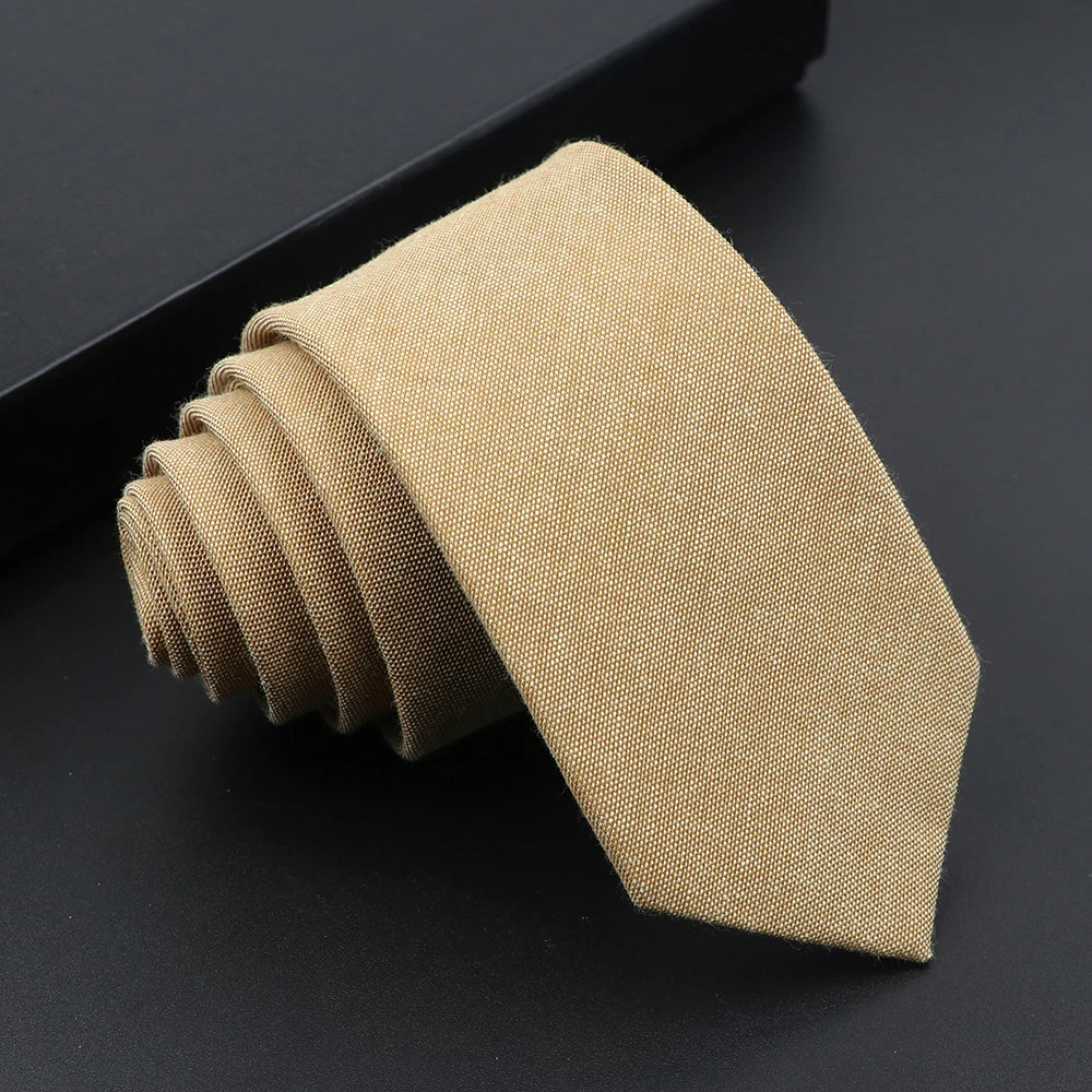 Herren Schmale Baumwollkrawatte – Handgefertigte 100% Baumwolle Krawatte | Uni & Gestreift für Business, Anzug & Formelle Anlässe Kaufschwan® Beige