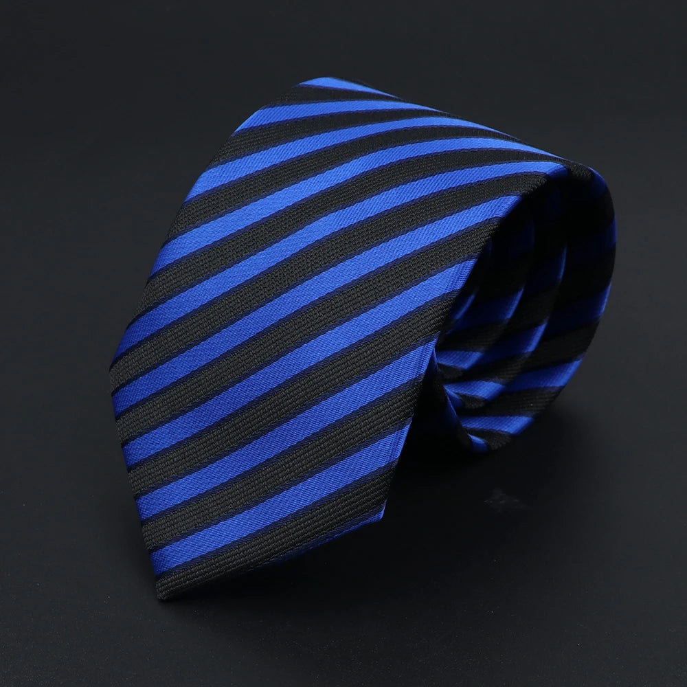 Herren Jacquard-Krawatte mit Punkten & Streifen – Klassische Polyester-Krawatte | Weiche Cravate in Blau, Schwarz, Rot & Rosa für Business & Alltag