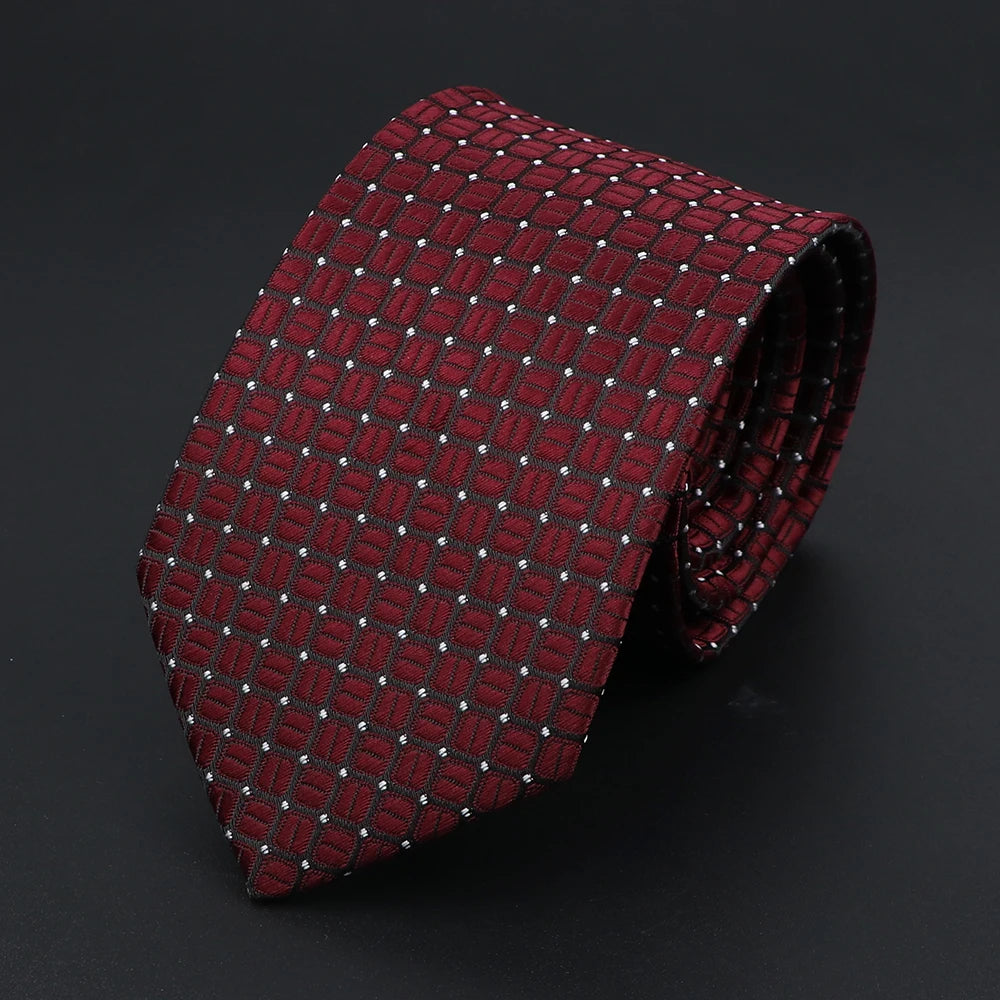 Herren Jacquard-Krawatte mit Punkten & Streifen – Klassische Polyester-Krawatte | Weiche Cravate in Blau, Schwarz, Rot & Rosa für Business & Alltag