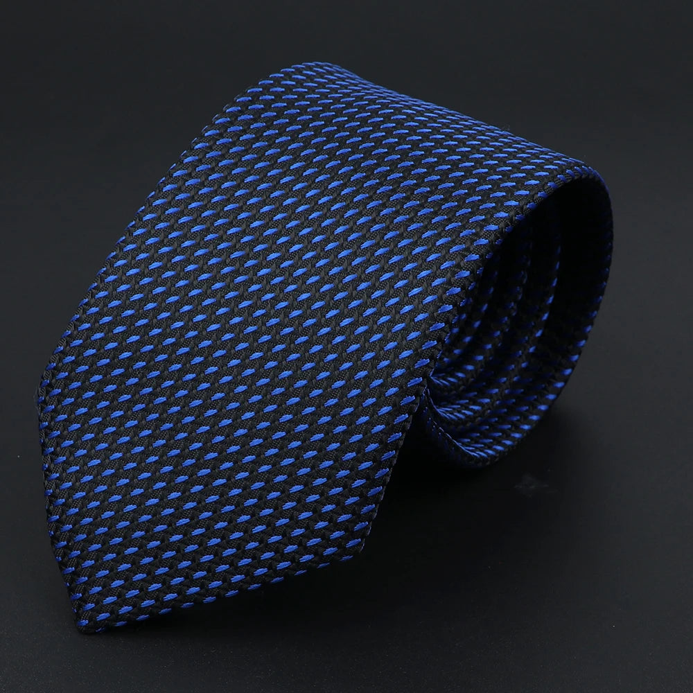 Herren Jacquard-Krawatte mit Punkten & Streifen – Klassische Polyester-Krawatte | Weiche Cravate in Blau, Schwarz, Rot & Rosa für Business & Alltag