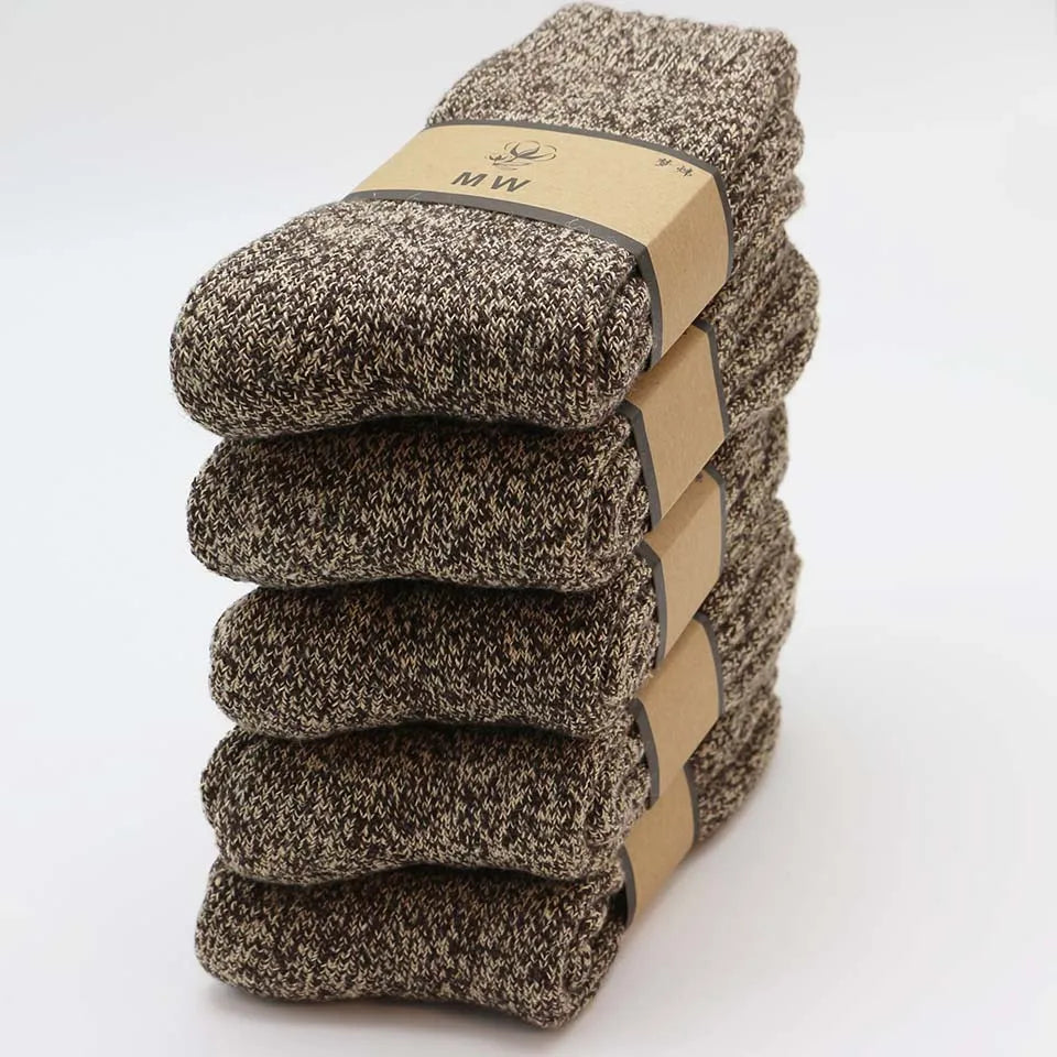 5 Paare Herren Merinowoll-Wintersocken | Extra Dicke Warme Harajuku Retro Schneesocken | Hochwertige Antifrost-Socken Kaufschwan® Khaki EUR 40-46