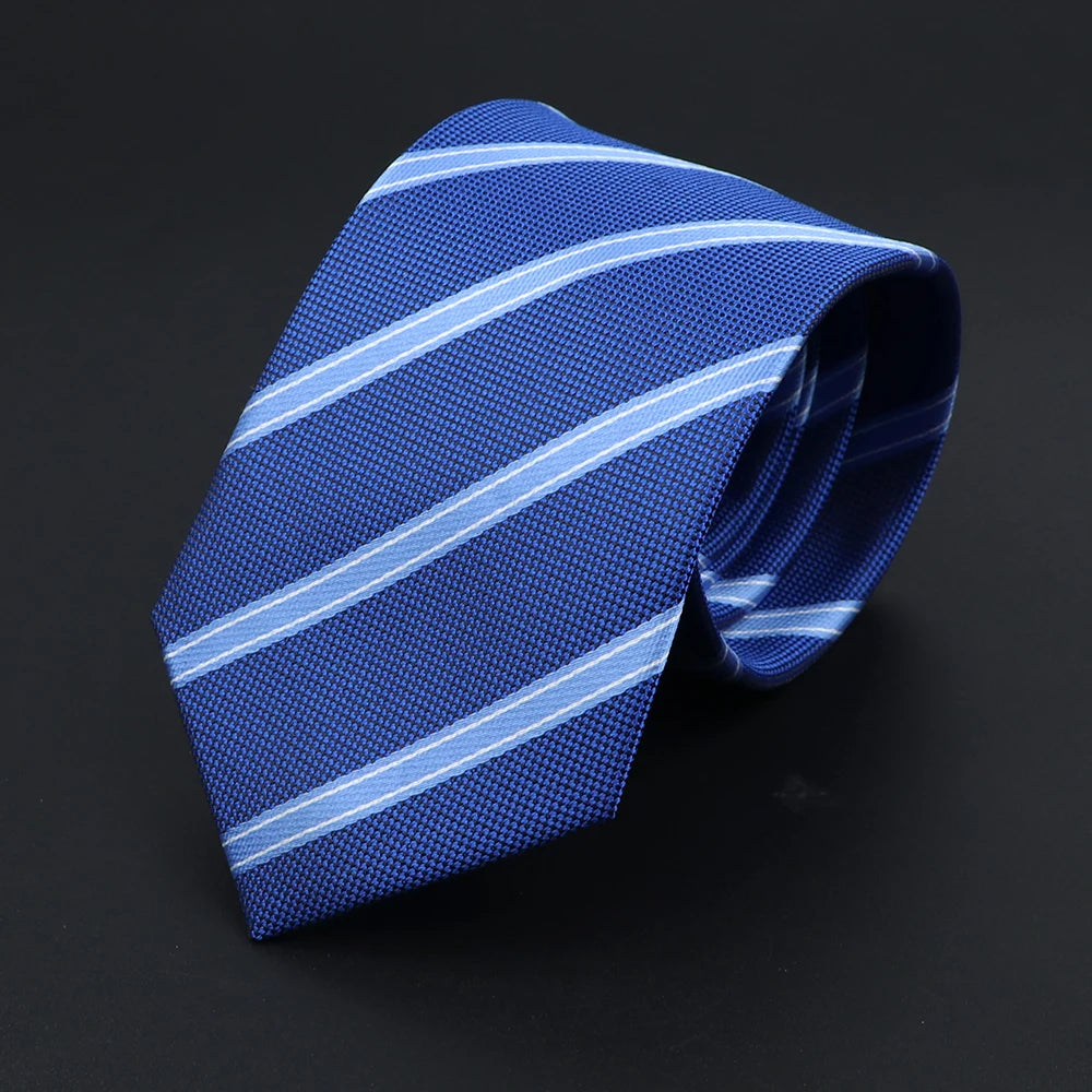 Herren Jacquard-Krawatte mit Punkten & Streifen – Klassische Polyester-Krawatte | Weiche Cravate in Blau, Schwarz, Rot & Rosa für Business & Alltag