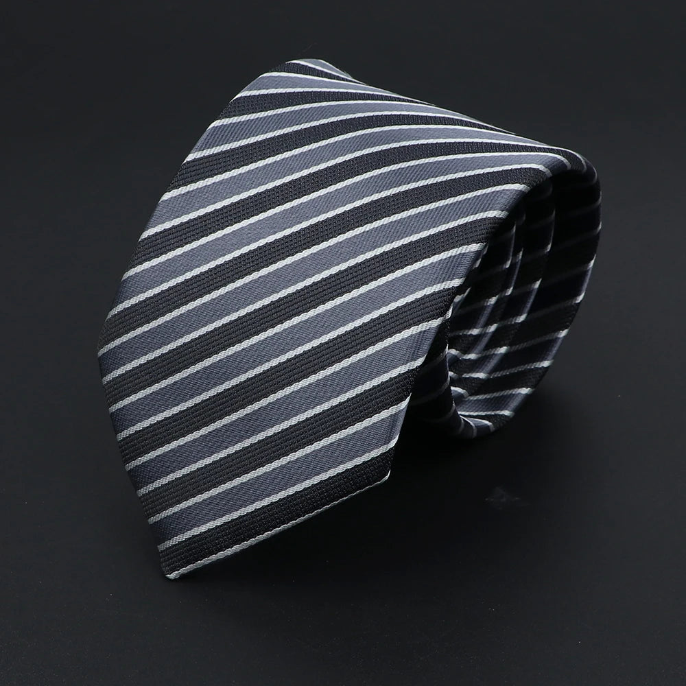 Herren Jacquard-Krawatte mit Punkten & Streifen – Klassische Polyester-Krawatte | Weiche Cravate in Blau, Schwarz, Rot & Rosa für Business & Alltag