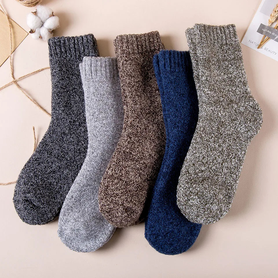 5 Paare Herren Merinowoll-Wintersocken | Extra Dicke Warme Harajuku Retro Schneesocken | Hochwertige Antifrost-Socken Kaufschwan®