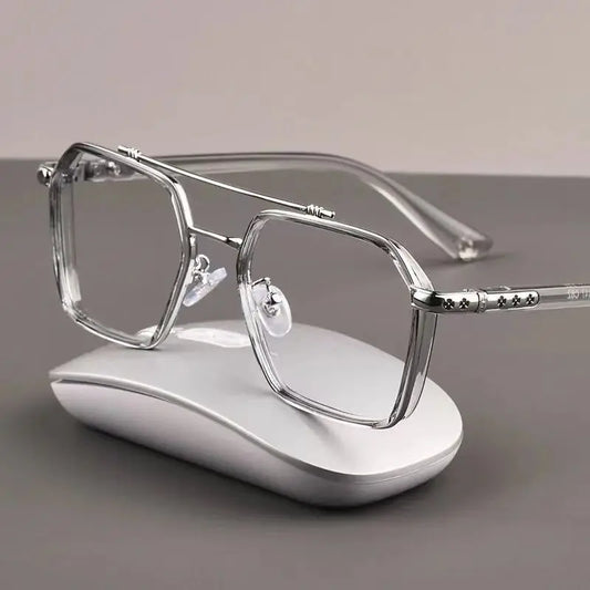 NEW Double Bridge Square Anti-blue Light Glasses Women Men Vintage Transparent Computer Glasses Oversize Frame Eyeglasses Kaufschwan®