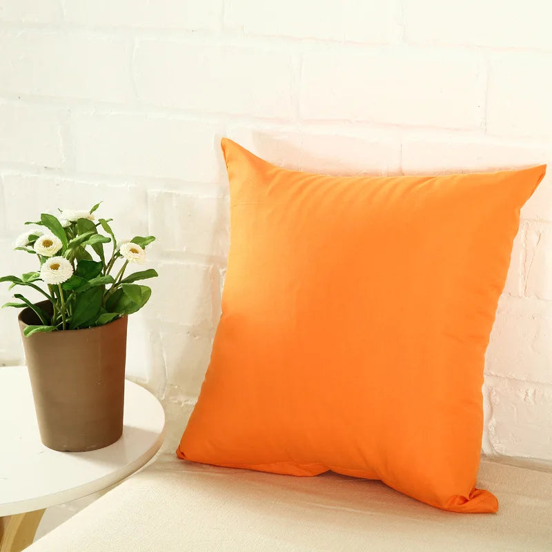 Bunte Kissenbezüge | Einfarbige Dekorative Kissenhülle | Einfacher & Bunter Kissenbezug für Wohnraum-Deko Kaufschwan® Orange 50x50cm