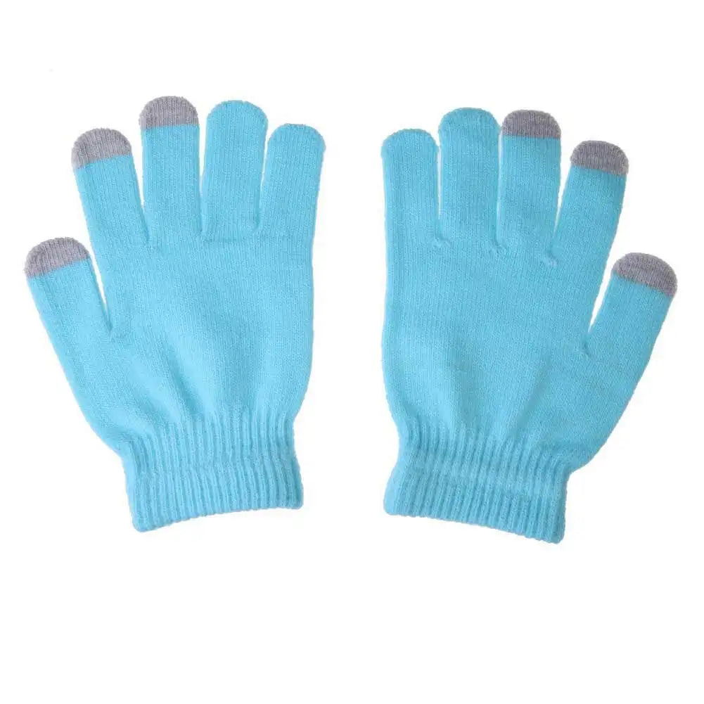 Unisex Winter Strickhandschuhe – Touchscreen-fähige Thermo-Handschuhe | Warme Wollmix Outdoor- & Autofahrer-Handschuhe Kaufschwan® Hellblau