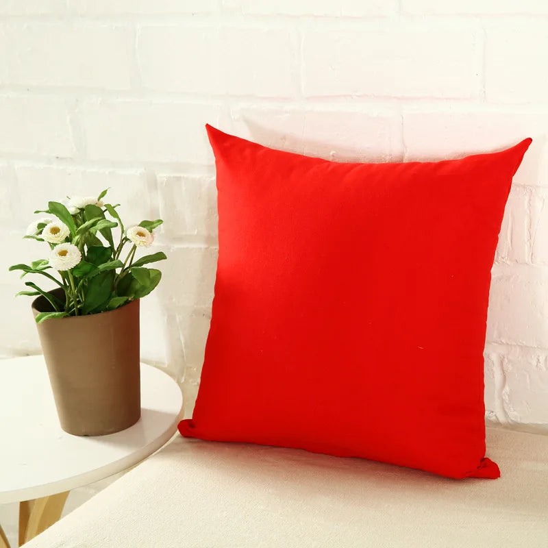 Bunte Kissenbezüge | Einfarbige Dekorative Kissenhülle | Einfacher & Bunter Kissenbezug für Wohnraum-Deko Kaufschwan® Rot 40x40cm