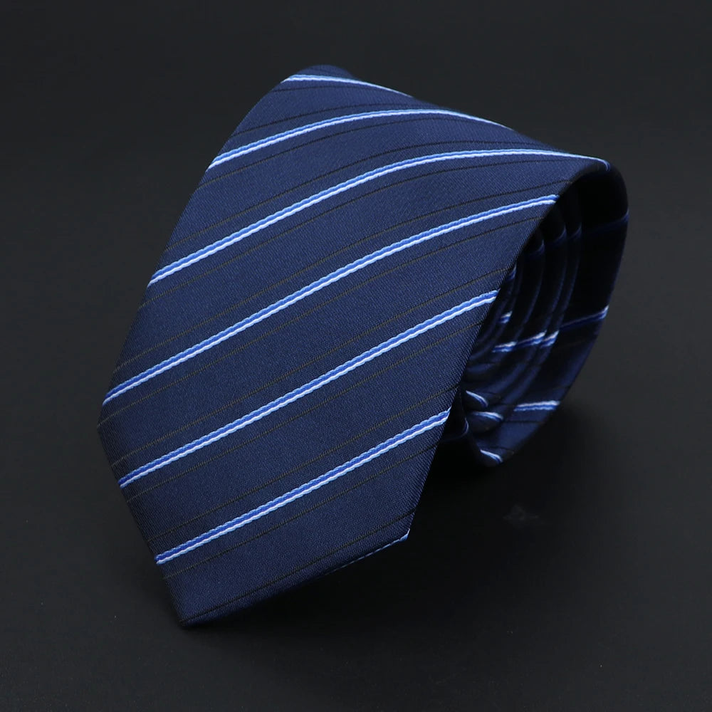 Herren Jacquard-Krawatte mit Punkten & Streifen – Klassische Polyester-Krawatte | Weiche Cravate in Blau, Schwarz, Rot & Rosa für Business & Alltag