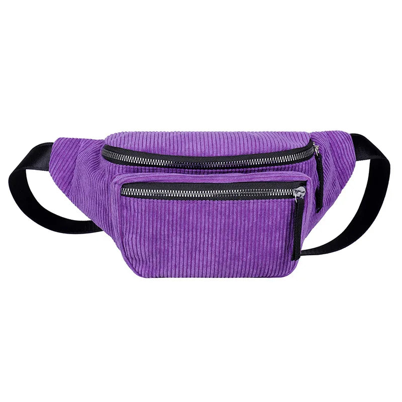 Cord Gürteltasche – Damen Designer Brusttasche | Modische Reise Hüfttasche & Sport Handy Waist Pack Kaufschwan® Lila