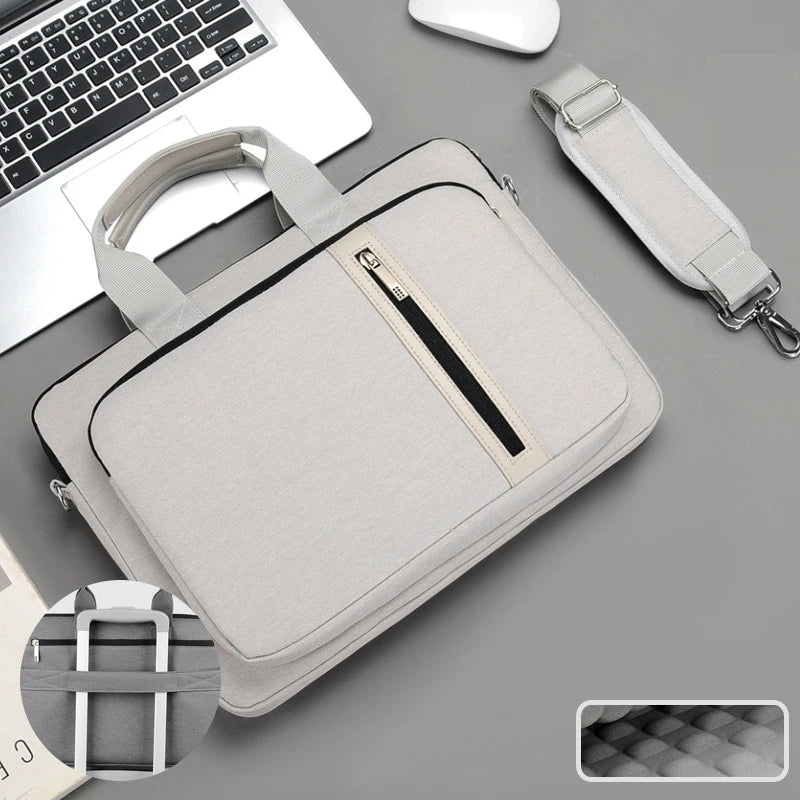 Stoßfeste Laptop Schultertasche & Aktentasche – Tragbare Schutzhülle als Handtasche für MacBook, Redmi, Lenovo & Laptops Kaufschwan® Cremefarben 13 Zoll