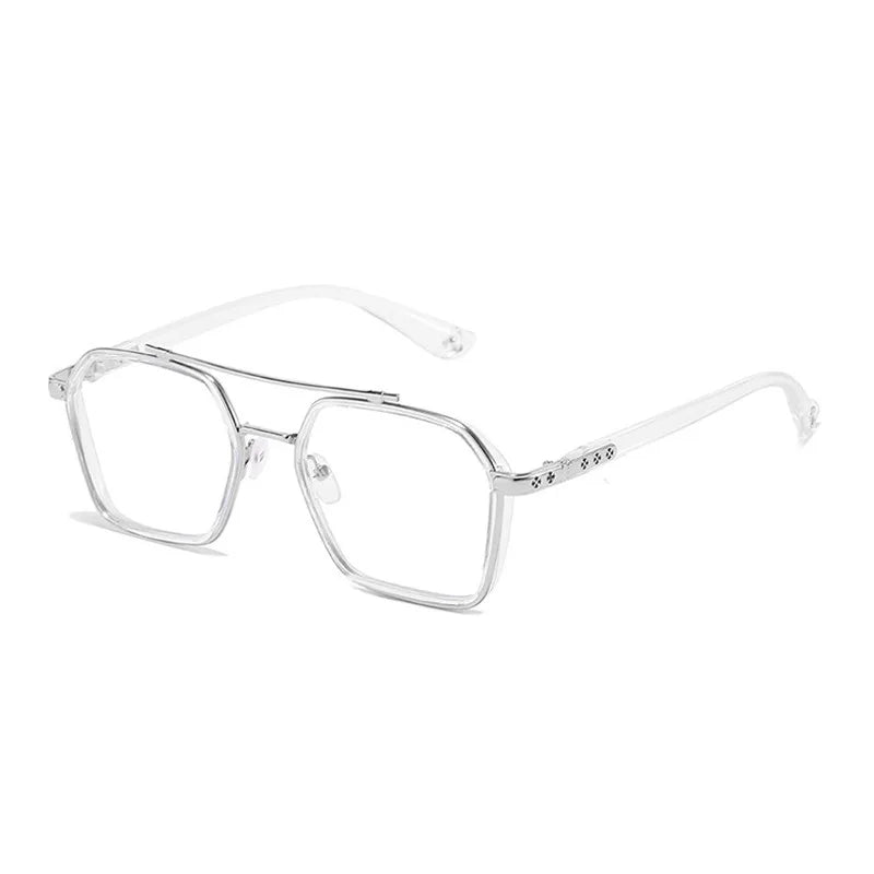 NEW Double Bridge Square Anti-blue Light Glasses Women Men Vintage Transparent Computer Glasses Oversize Frame Eyeglasses Kaufschwan® Transparent