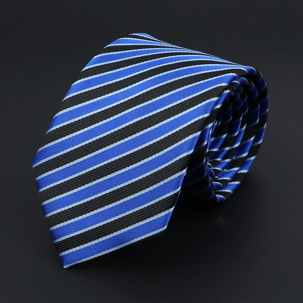 Herren Jacquard-Krawatte mit Punkten & Streifen – Klassische Polyester-Krawatte | Weiche Cravate in Blau, Schwarz, Rot & Rosa für Business & Alltag Kaufschwan® Blau mit roten Streifen