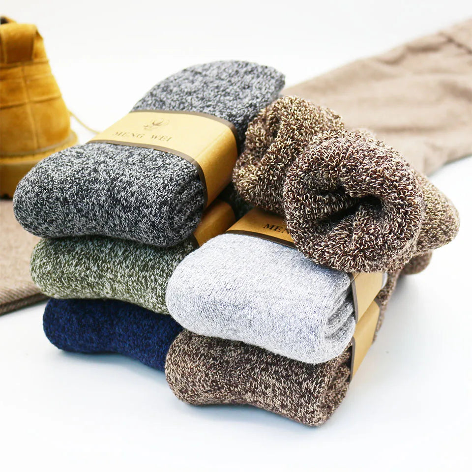 5 Paare Herren Merinowoll-Wintersocken | Extra Dicke Warme Harajuku Retro Schneesocken | Hochwertige Antifrost-Socken Kaufschwan® Gemischt EUR 40-46