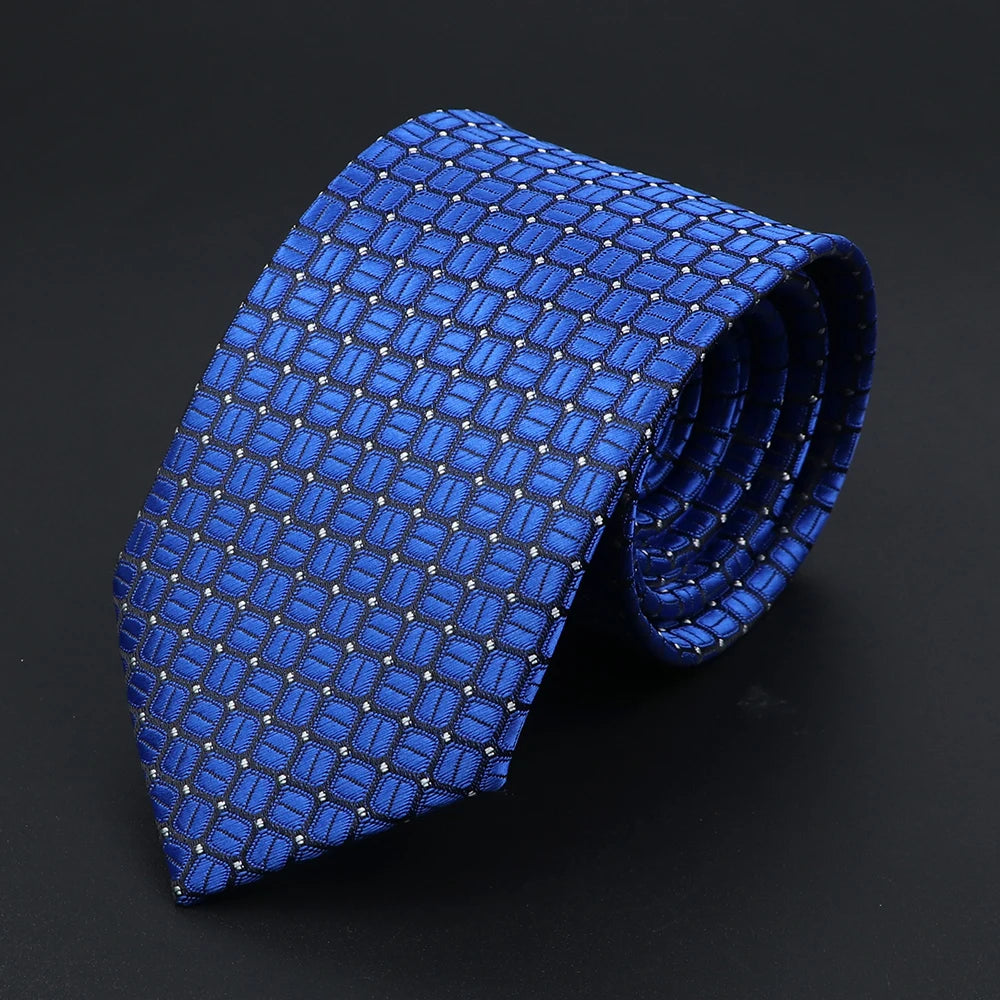 Herren Jacquard-Krawatte mit Punkten & Streifen – Klassische Polyester-Krawatte | Weiche Cravate in Blau, Schwarz, Rot & Rosa für Business & Alltag