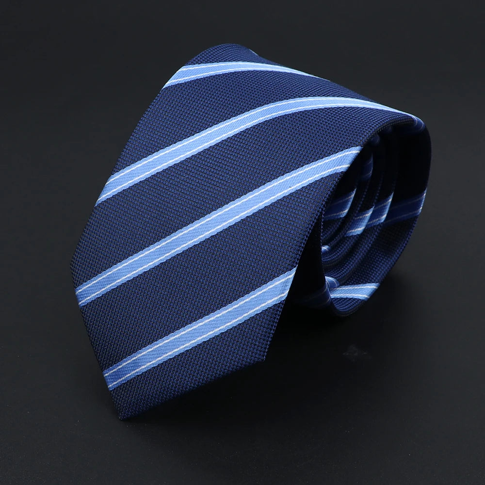 Herren Jacquard-Krawatte mit Punkten & Streifen – Klassische Polyester-Krawatte | Weiche Cravate in Blau, Schwarz, Rot & Rosa für Business & Alltag