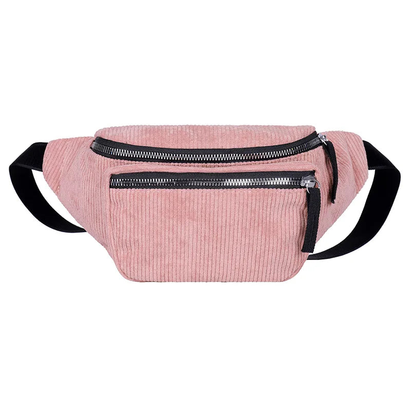 Cord Gürteltasche – Damen Designer Brusttasche | Modische Reise Hüfttasche & Sport Handy Waist Pack Kaufschwan® Rosa