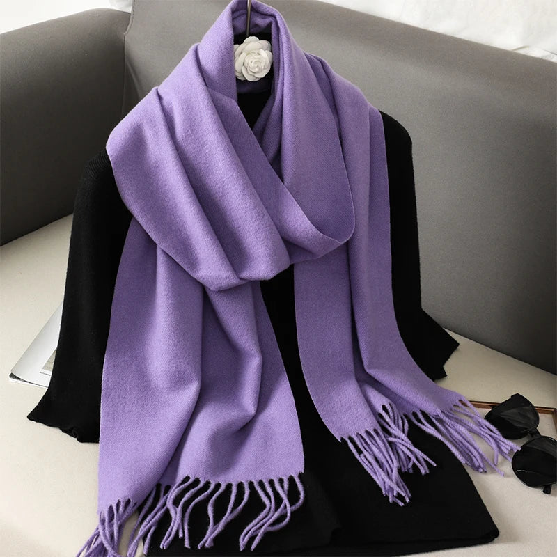 Bunte Winter Schals für Damen | Langer Kaschmir-Optik Wärmeschal | Einfarbig Hijab, Umschlagtuch & Pashmina Kopftuch