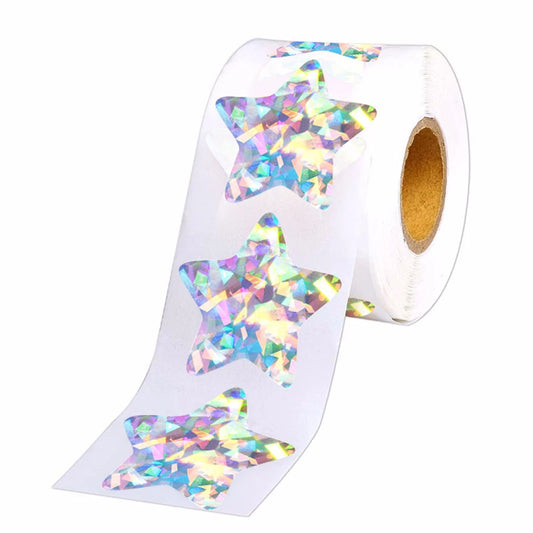 50–500 Stück Silberne Folien-Sternaufkleber – Holografische Belohnungs-Sticker für Kinder, Lehrer & Bastelarbeiten | Glänzende Sterne für Dekoration & Unterricht
