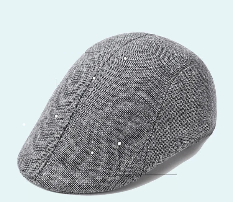 Herren Vielseitige Baumwoll-Leinen Barett Mütze | Frühling & Herbst Britische Retro Duckbill Cap | Atmungsaktive Maler Kappe Mode Accessoire Kaufschwan®