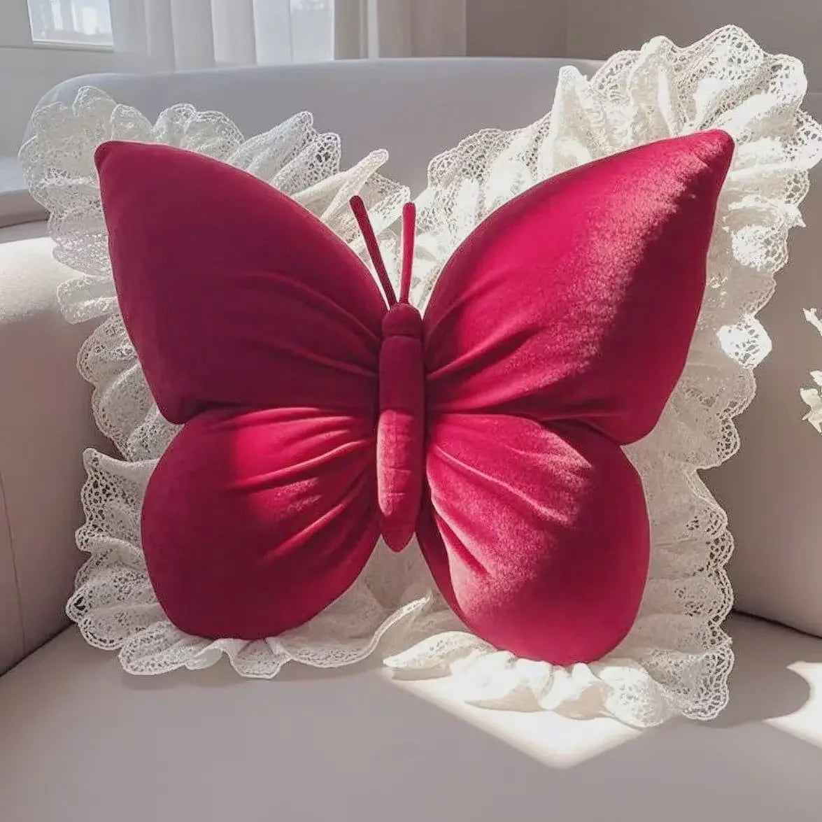 Süßes Prinzessin Schmetterling Kissen | Büro, Wohnzimmer, Schlafzimmer, Auto Sofa Kissen | Schleifen-Dekor Beschreibung: Kaufschwan® Rot 55x50cm