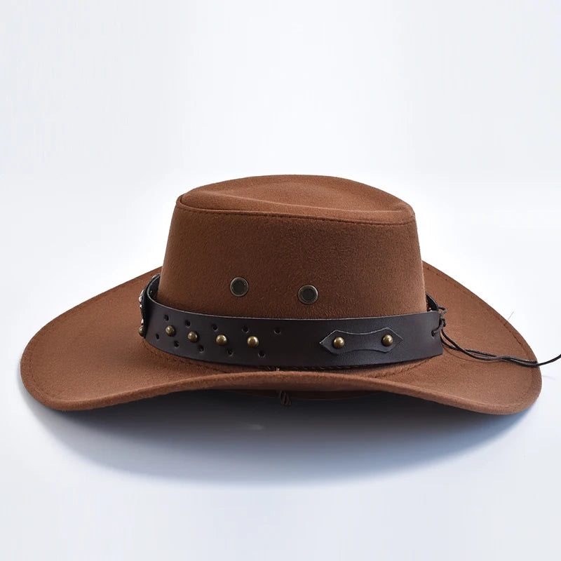 Künstlicher Wildleder Western Cowboy Hut – Vintage Großkrempe Gentleman & Cowgirl Jazz Hut, Feiertage, Party & Cosplay Kaufschwan®