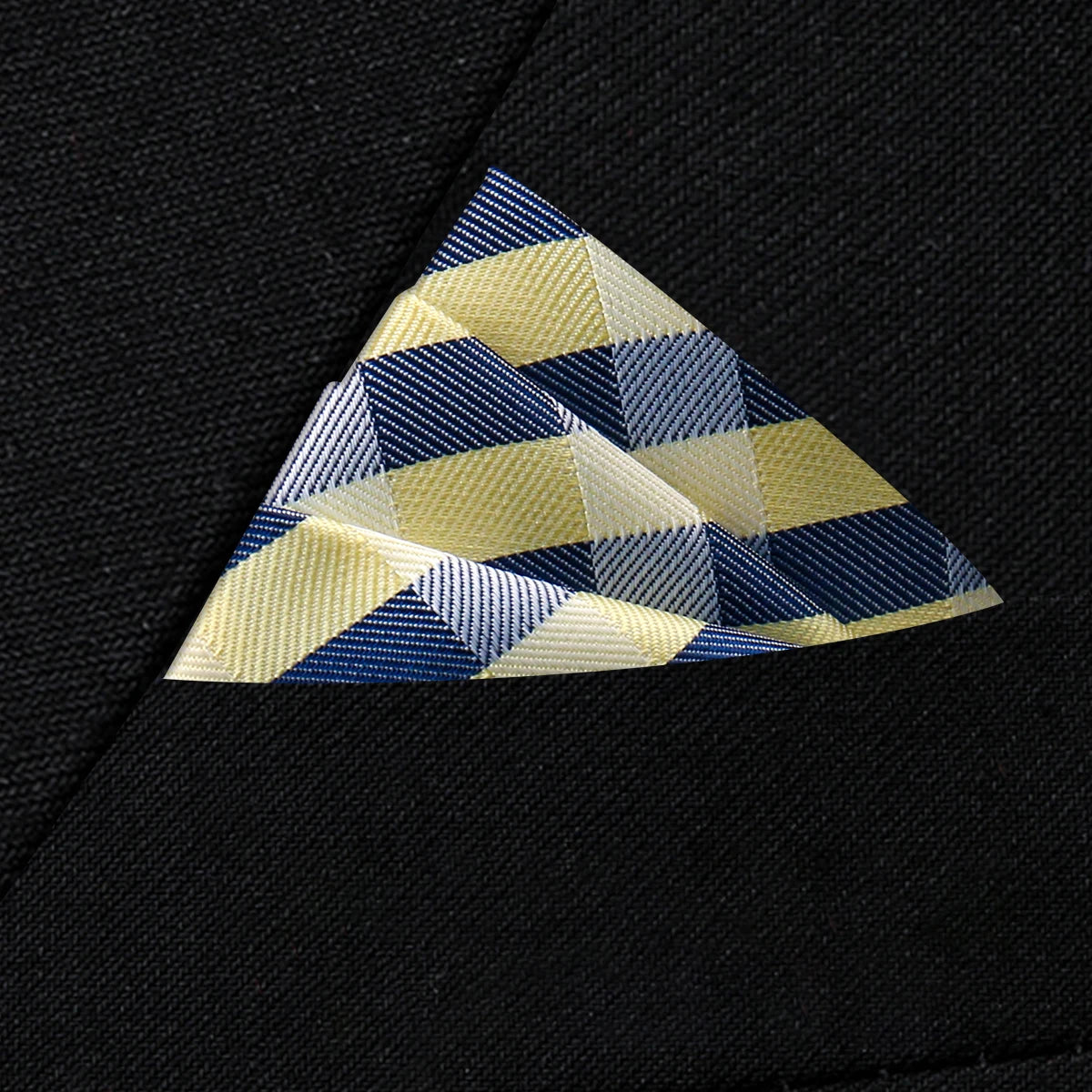 Herren Einstecktuch – Neues Design Jacquard Gewebtes Taschentuch, Braunes Anzug Accessoire für Hochzeit, Party & Formelle Anlässe Kaufschwan® Gelb-Blau kariert