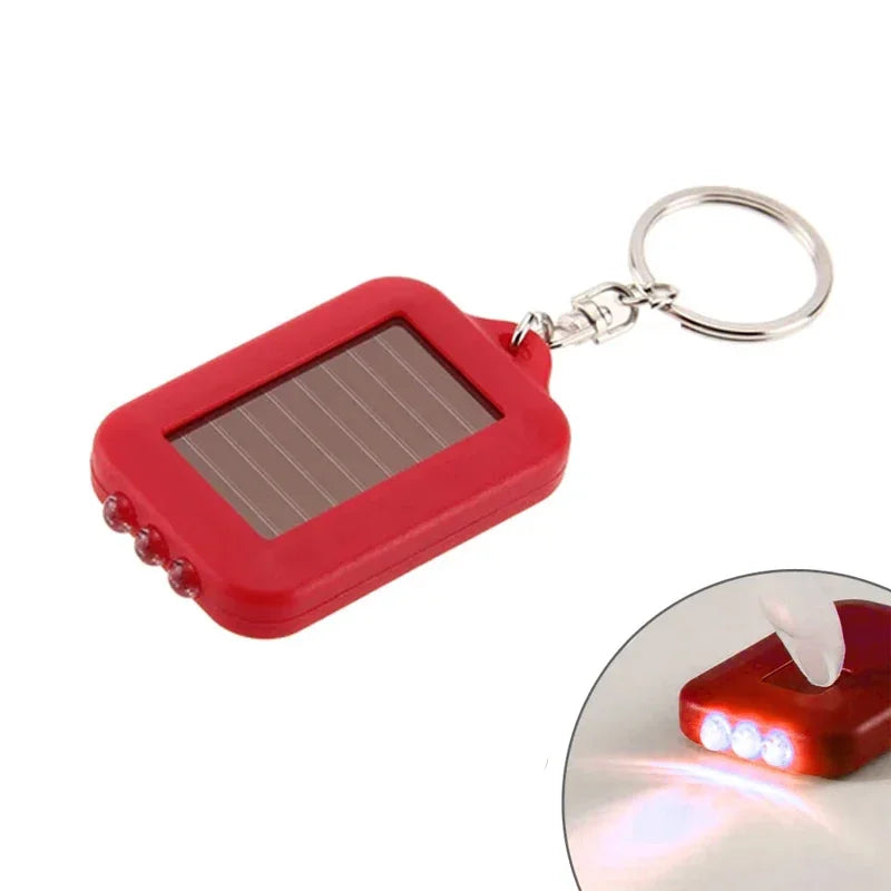 Tragbare LED-Schlüsselanhänger-Solarlampe – Mini-Taschenlampe mit Schlüsselring | Solarbetriebenes Licht für Outdoor, Wandern & Alltag Kaufschwan® Rot