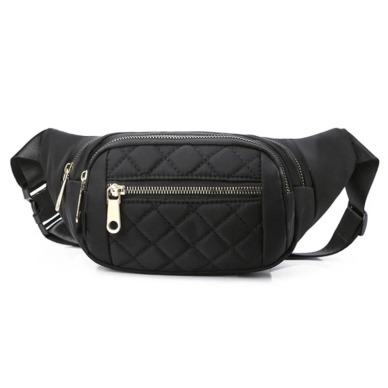 Damen Wasserdichte Nylon Gürteltasche – Designer Crossbody Brusttasche | Modische Fanny Pack, Banana Hip Bag & Reise Hüfttasche Kaufschwan® Schwarz