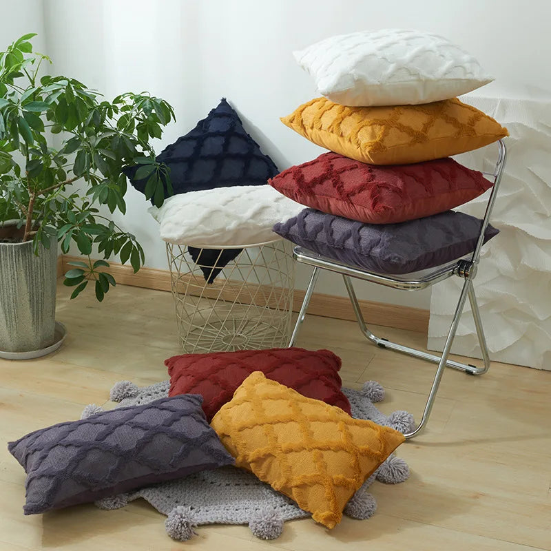 Weiche Plüsch-Wollkissenbezüge | Luxus Stil Kissenhüllen | Europäische Dekoration für Sofa & Schlafzimmer | Creme & Khaki Weihnachten Kaufschwan®