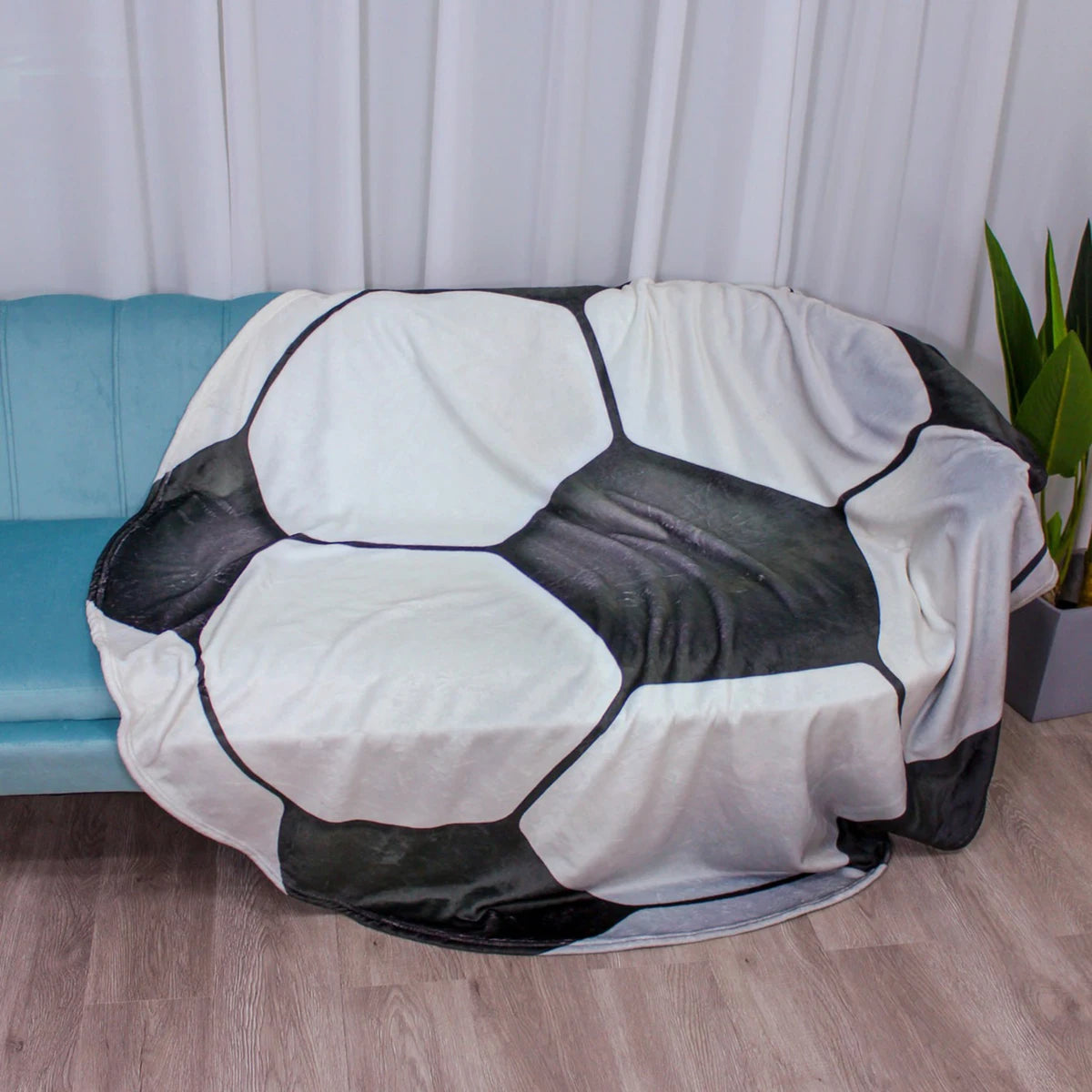 Basketball & Fußball Motiv Decke – Lustige Runde Flanell Kuscheldecke, Weiche Warme Decke für Sofa, Bett oder Büro Kaufschwan®