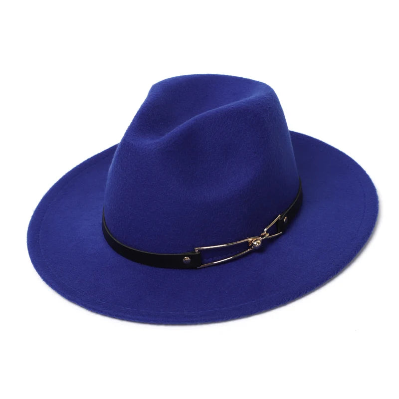 Winter Filz Fedora Hut – Herren Imitationswolle Kirchenhut, Herbst Mode Breiter Zylinderhut, Damen Filzhut Kaufschwan® Blau