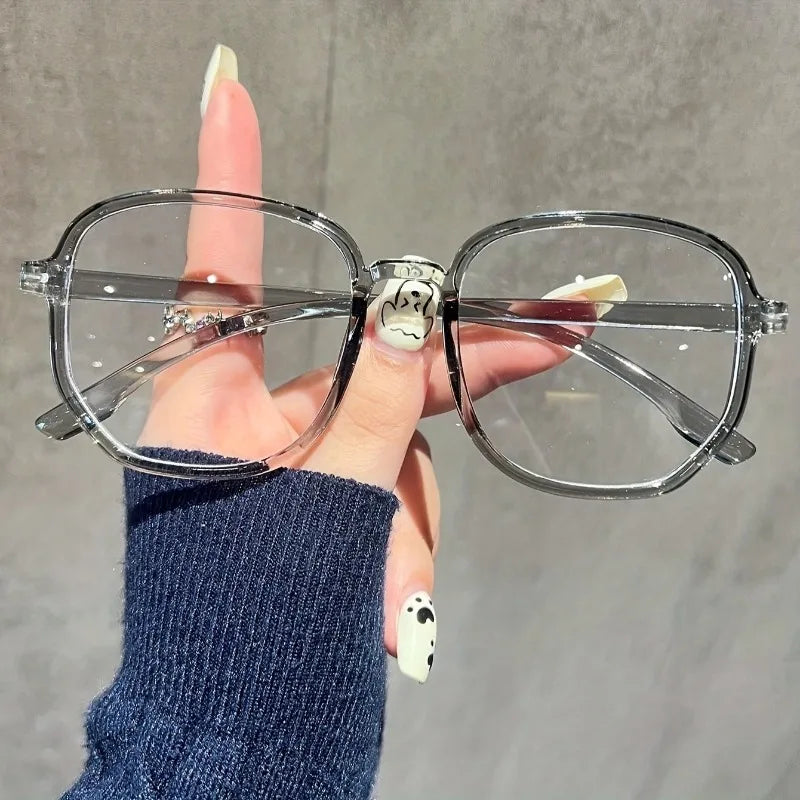 1 piece of women's jelly colored fashionable flat frame new retro simple irregular glasses suitable for daily outings Kaufschwan®