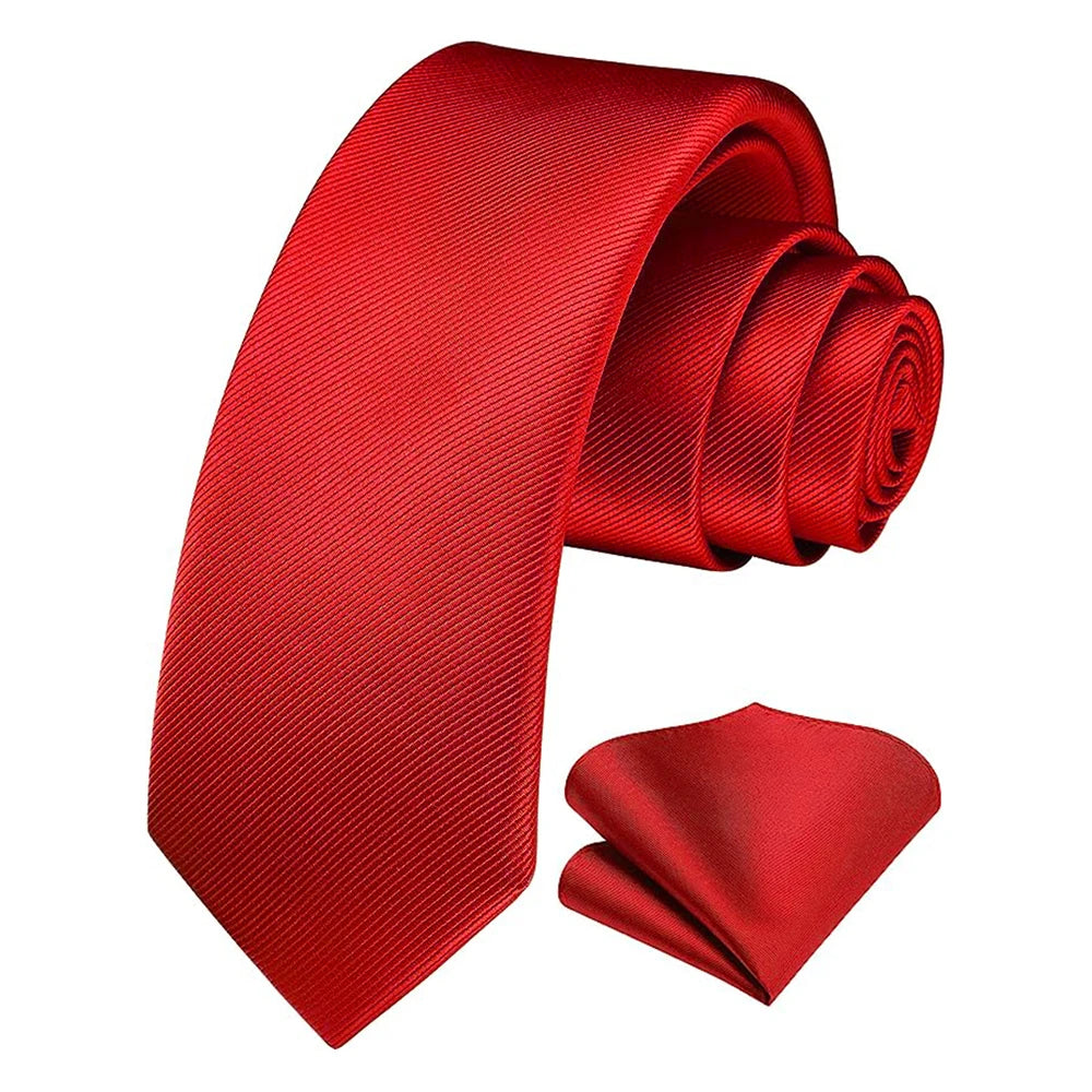 Herren Seidenkrawatten-Set – 6 cm Schmale Krawatte mit Passendem Einstecktuch | Elegantes Geschenk für Hochzeit, Business & Formelle Anlässe