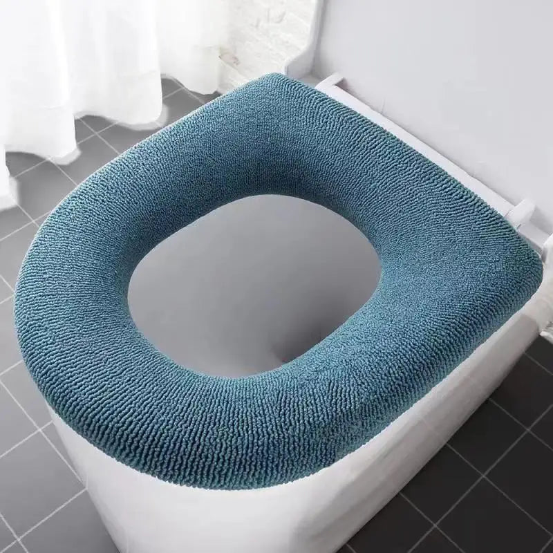Universaler Toilettensitzbezug – Weiche Warme WC-Sitzauflage | Kürbis-Muster Badezimmer-Toilettenpolster Kaufschwan® Cyanblau