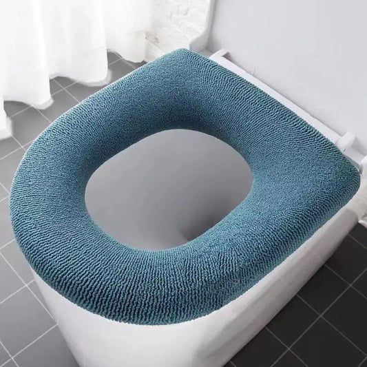 Universaler Toilettensitzbezug – Weiche Warme WC-Sitzauflage | Kürbis-Muster Badezimmer-Toilettenpolster Kaufschwan® Cyanblau