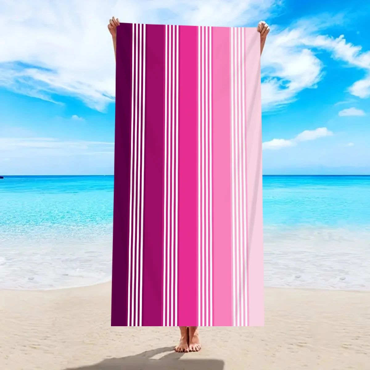 Modisches Großes Gestreiftes Strandtuch – Schnell Trocknend & Saugfähig | Weiches Schwimm- & Badehandtuch in Mehreren Farben