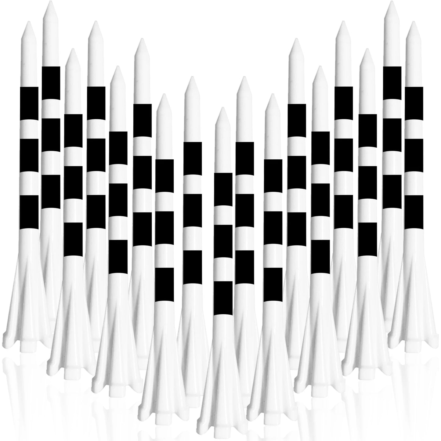 Golf Tees – 50 Stück Unzerbrechliche Kunststoff-Tees mit 5-Zacken-Kopf & Höhenmarkierungen | Reibungsarme Ballhalter, 70mm & 83mm Kaufschwan® Weiß 83 mm