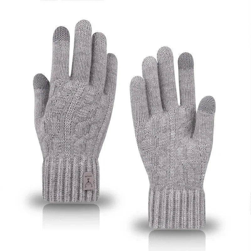 Herren Winterhandschuhe – Warme Strickhandschuhe mit Fleece-Futter | Touchscreen Vollfinger Handschuhe für Kaltes Wetter Kaufschwan® Grau