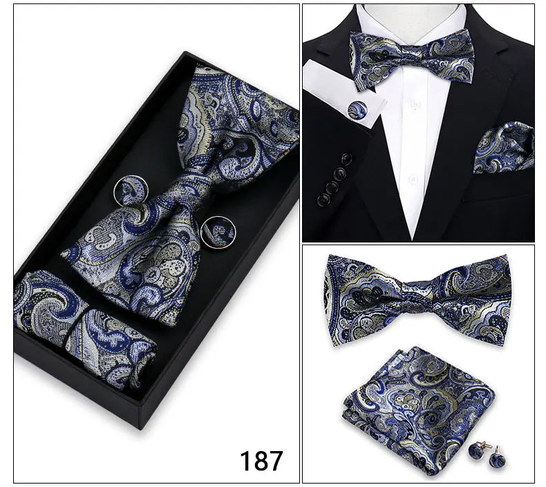 Herren Fliegen-Set – 3-teiliges Geschenkset mit Fliege, Einstecktuch & Manschettenknöpfen | Elegantes Rotes Accessoire für Business & Hochzeit Kaufschwan®
