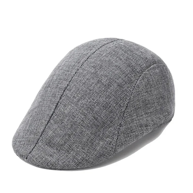 Herren Vielseitige Baumwoll-Leinen Barett Mütze | Frühling & Herbst Britische Retro Duckbill Cap | Atmungsaktive Maler Kappe Mode Accessoire Kaufschwan® Alle Werften HELLGRAU