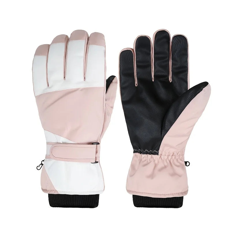 Winter Skihandschuhe – Wasserdichte Winddichte Warme Handschuhe für Damen & Herren | Touchscreen Fahrradhandschuhe & Sportzubehör Kaufschwan® Rosa L
